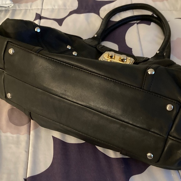 B.Makowsky large Black Soft Leather Tote Bag trimmed in gold and silver hardware - Picture 7 of 7